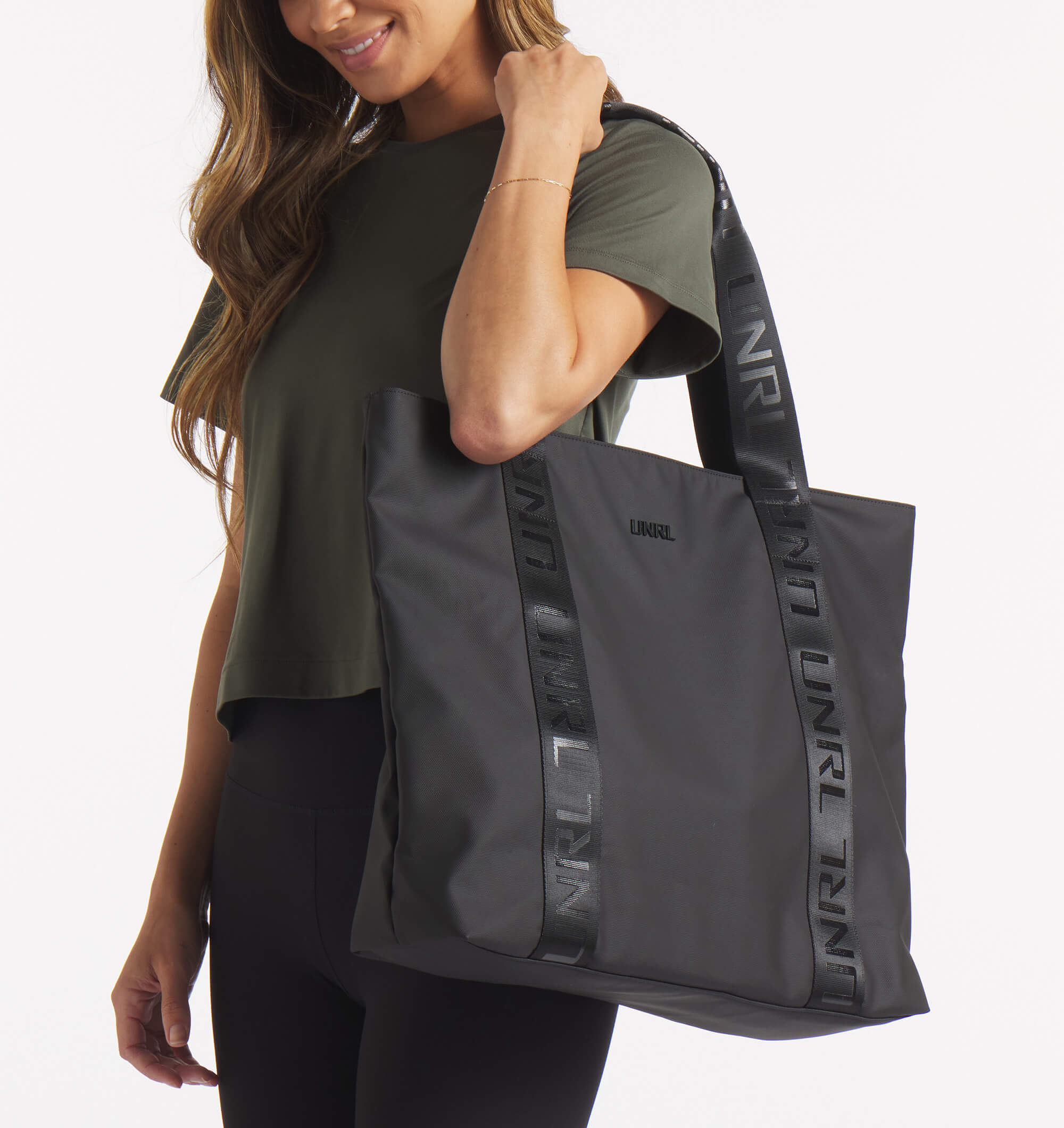 Black fashion zip tote bag