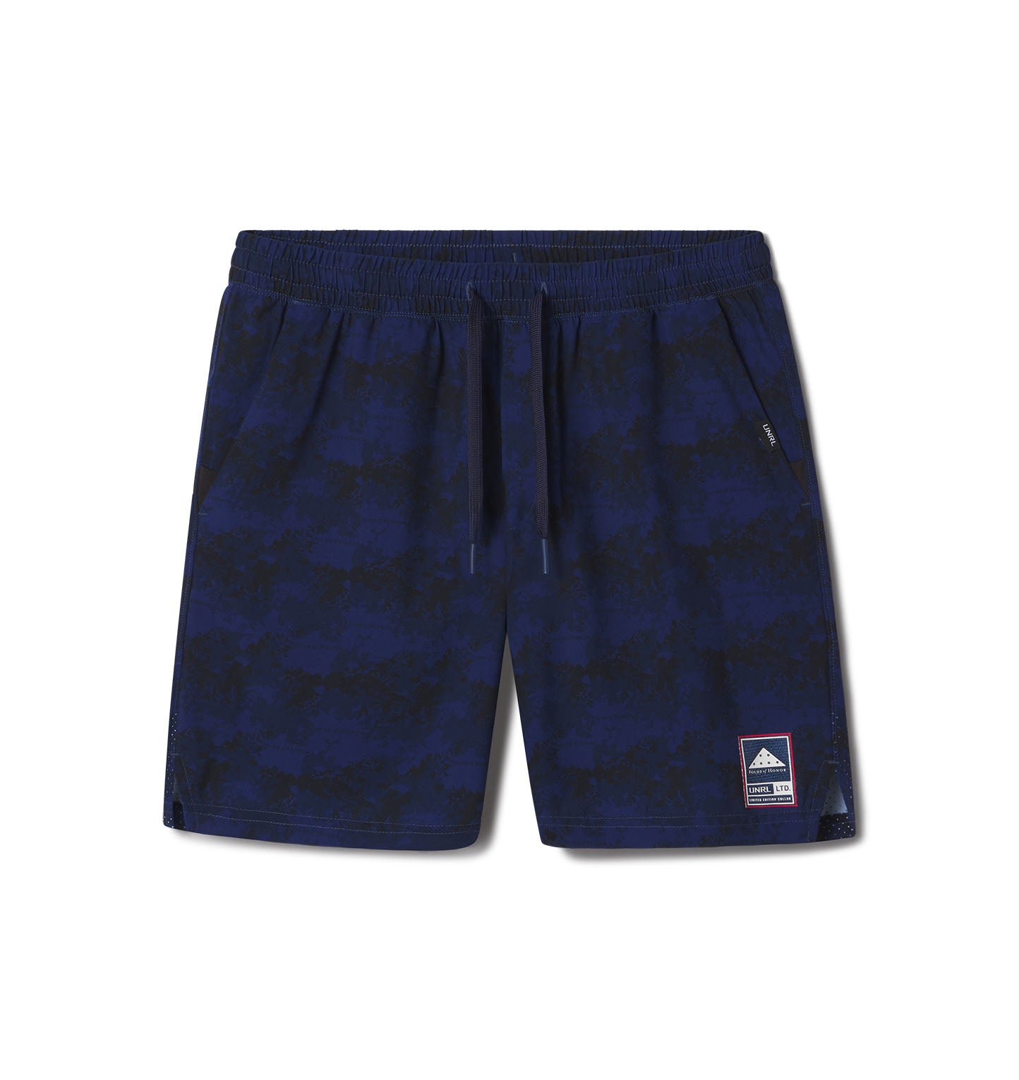 UNRL x Folds of Honor LTD. &#39;24 Stride Short [7.5&quot;] - Brush Print Navy - UNRL