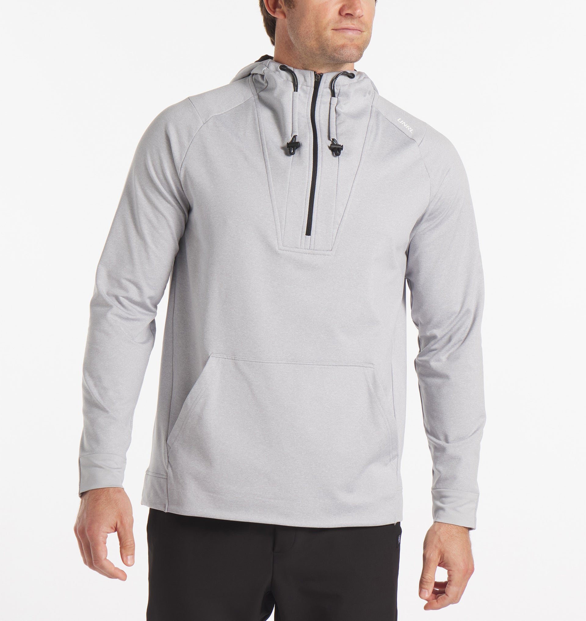 Crossover Half Zip Hoodie - Heather Gray