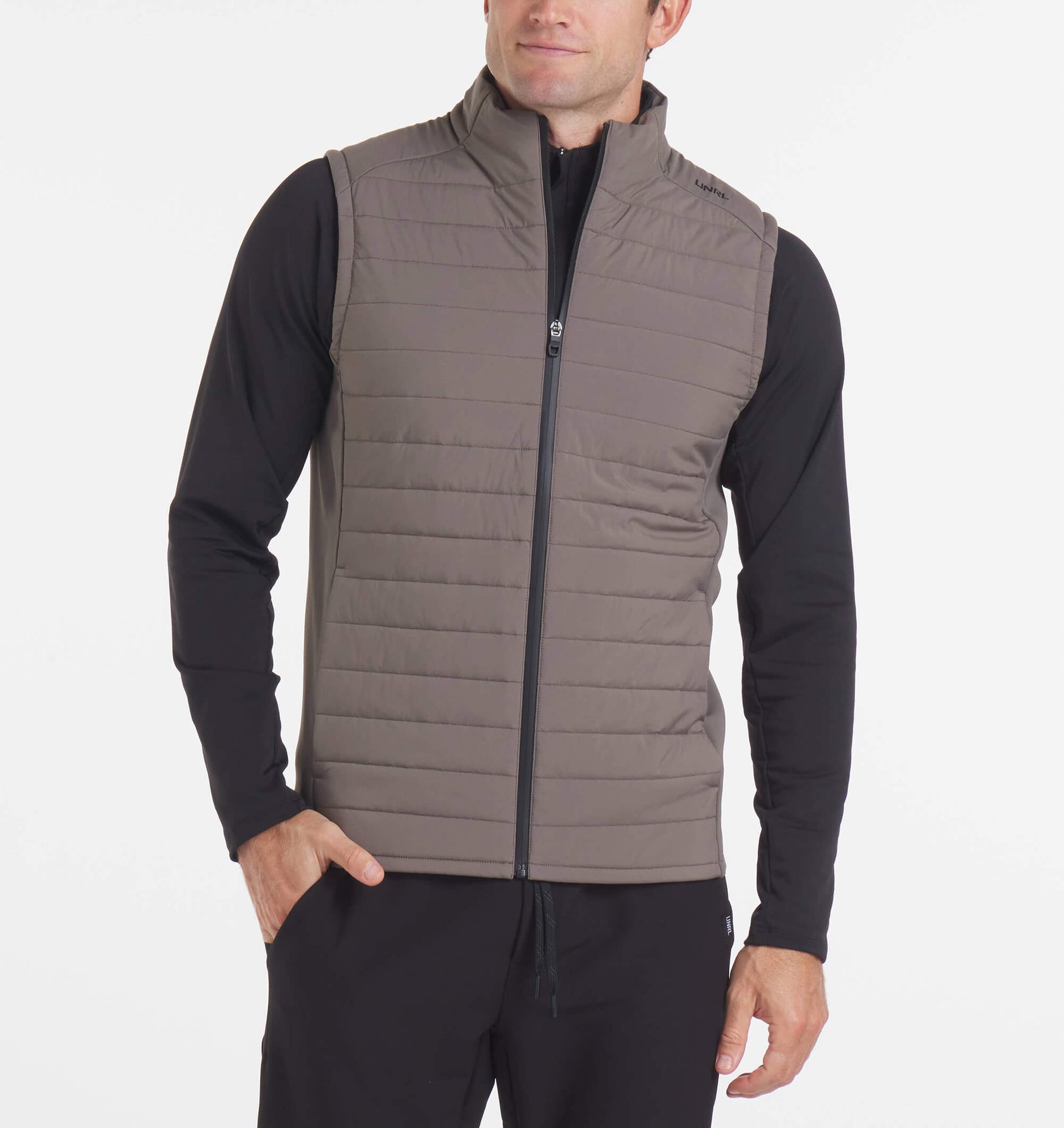 UNRL Vancouver Quilted Vest Dark Taupe Image 1